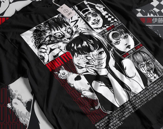 UNISEXE - T-shirt unisexe manga d'horreur, fille effrayante, T-shirt manga gothique, T-shirt gothique anime sombre