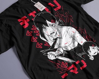 Camiseta unisex de manga de terror espeluznante para chica, camiseta gótica de anime oscuro, camiseta gótica de manga inactiva