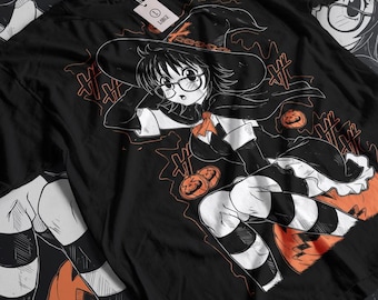 Halloween Anime Shirt | 90s Anime Manga Girl T-Shirt | Japanese Horror | Anime Aesthetic | Grunge Clothing | Harajuku Streetwear Shirt