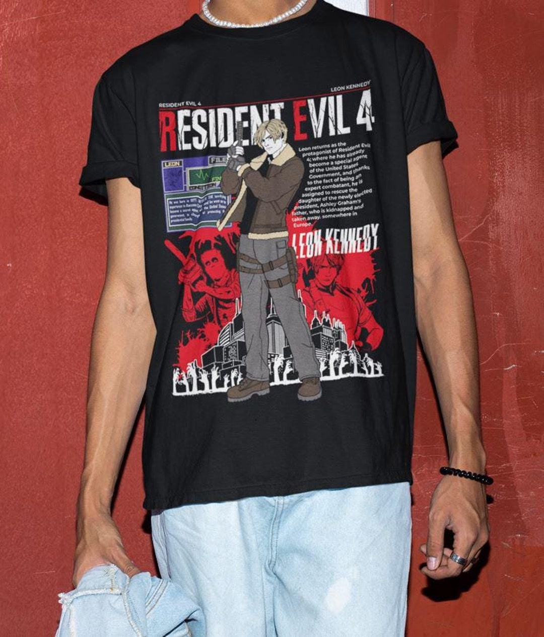 Leon S. Kennedy Biohazard Residence Evil 4 Premium Unisex T-shirt