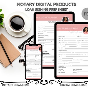 Loan Signing Prep Sheet, Loan Signing Agent, Notary Client intake, Notary Signing Sheet, Notary Prep Sheet, Notary PDF Loan Signing Sheet