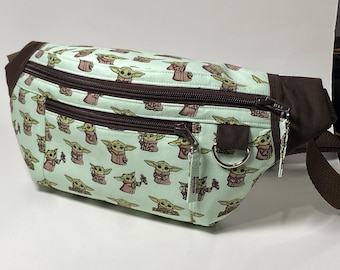 Galactic Alien Child Fanny pack / belt bag with three zippered pockets. Perfect for Theme Parks.