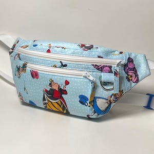 Red Queen / Alice in Wonderland Fanny pack / belt bag with 3 zippered pockets - Great for Travel
