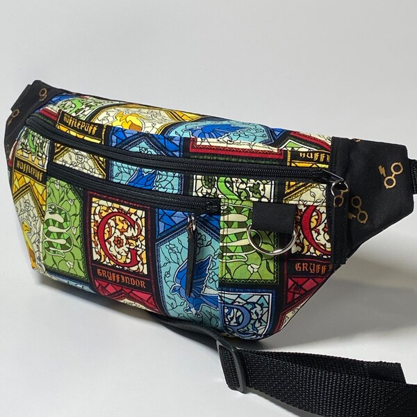 Harry Potter themed fanny pack/belt bag with 3 zippered pockets