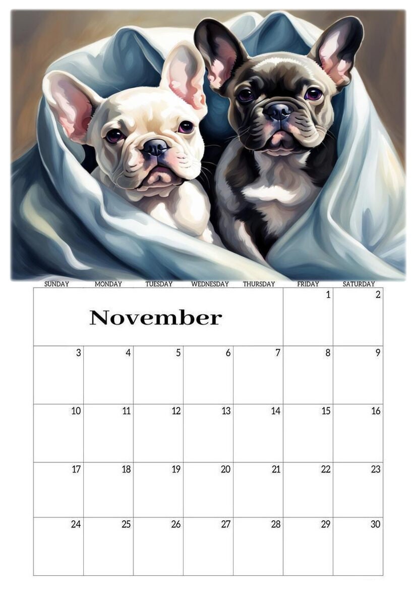French Bulldog Calendar 2024 Frenchie Calendar Beautiful Handmade