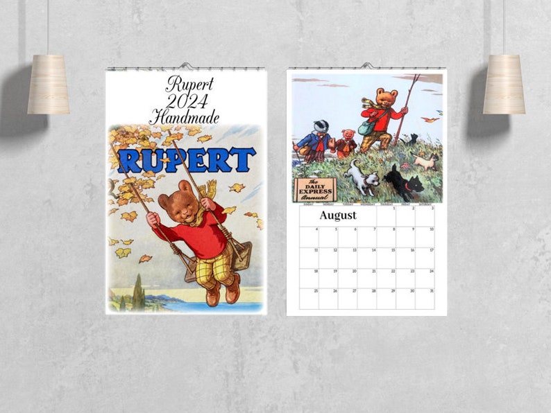Rupert Bear Calendar 2024 A4 One Month View Handmade Etsy Australia