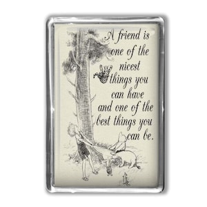 Pooh Friendship Magnet | Friendship Quote | Beautiful artwork | Handmade Gift | UK Made | Premium quality 