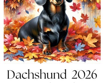Dachshund Calendar 2026, A4 Wall, One Month View, Handmade Art Design, Dog Gift