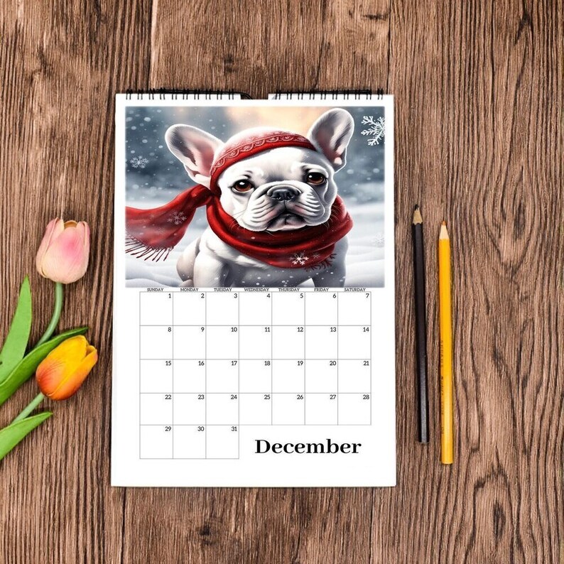 French Bulldog Calendar 2024 Frenchie Calendar Beautiful Handmade