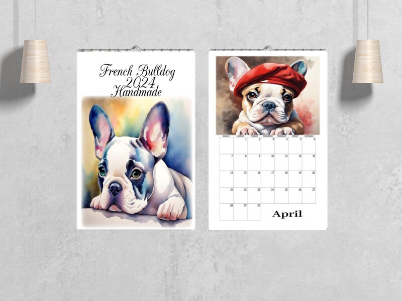 French Bulldog Calendar 2024 Frenchie Calendar Beautiful Handmade