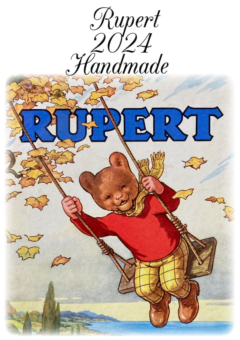 Rupert Bear Calendar 2024 A4 One Month View Handmade Vintage Image