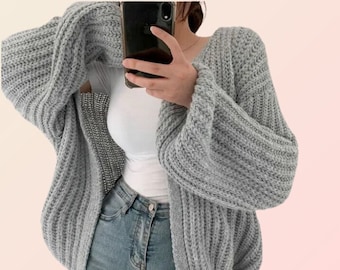 Vintage Knitted Cardigan, Grandpa Sweater, Oversized Sweatshirt, Harajuku, Korean Aesthetic, Y2K Sweater, Casual Cardigan, Thick Cardigan