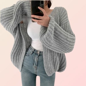 Vintage Knitted Cardigan, Grandpa Sweater, Oversized Sweatshirt, Harajuku, Korean Aesthetic, Y2K Sweater, Casual Cardigan, Thick Cardigan