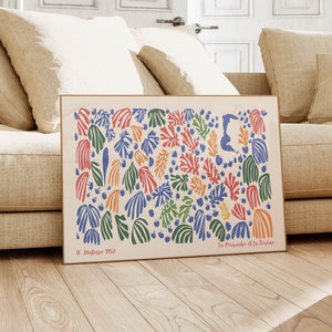Henri Matisse Print Mid Century Modern Wall Art Abstract Colorful Poster La Sirene et la Perruche 1952
