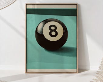 Mid Century Modern 8-Ball Art Print: Retro Billiards Decor