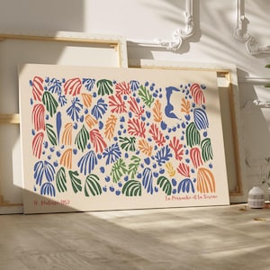 Stampa su tela Henri Matisse - La Perruche et La Sirène 1952, vivace arte murale moderna della metà del secolo