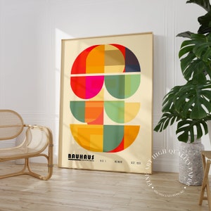 Bauhaus Print Colorful Boho Wall Art Midcentury Modern Geometric Poster