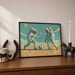 Astronaut Soccer Print: Mid-Century Modern Space Art immagine 8