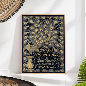 Pride and Prejudice Book Cover Print, Vintage Jane Austen Art, Classic Literature Poster