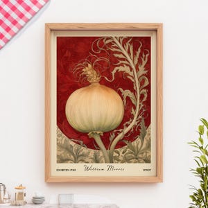 Onion Kitchen Print William Morris Botanical Wall Art Cooking Decor PRINTED on Luxury Paper
