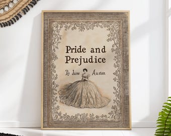 Pride and Prejudice Book Cover Art Print: Vintage Jane Austen Decor