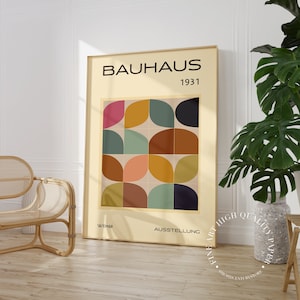 Bauhaus Print Autumn Floral Boho Wall Art Midcentury Modern Geometric Poster