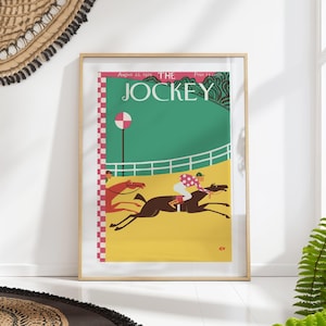 Vintage Jockey Horse Racing Print - Mid-Century Equestrian Magazine Cover Wall Art