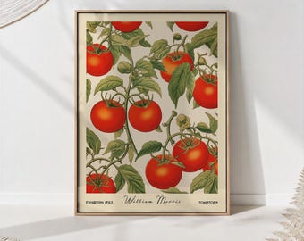 Stampa di pomodori di William Morris: decorazione murale retrò per la cucina.