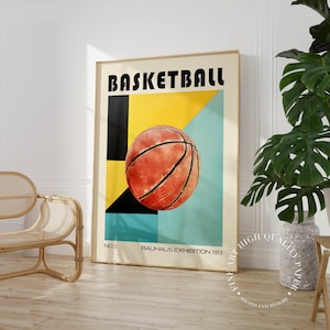 Basketball Bauhaus Print Mid Century Poster Retro Sports Wall Decor PRINTED on Fine Art Paper