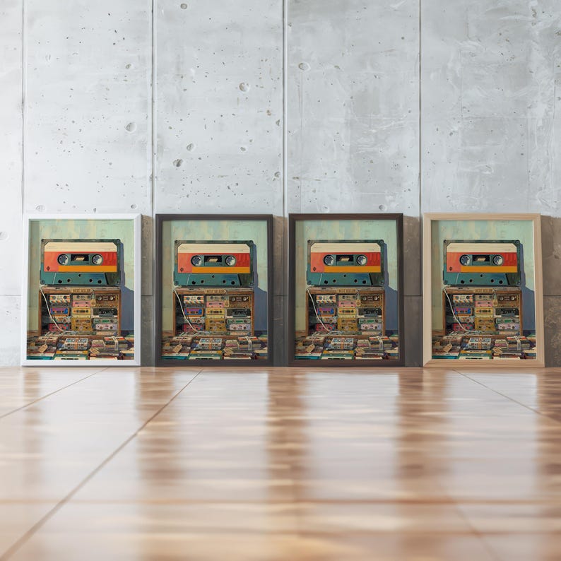 Retro Music Cassette Tape Art Print - Music Studio Decor 80s Vintage ...
