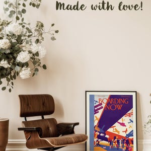 Boarding Now Airplane, framed mid-century modern wall art