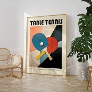 Vintage Table Tennis Print Ping Pong Poster Bauhaus Wall Art Mid Century Modern Sport Decor PRINTED on Fine Art Paper