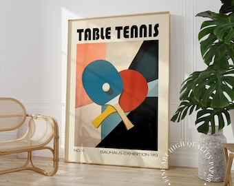 Vintage Table Tennis Print Ping Pong Poster Bauhaus Wall Art Mid Century Modern Sport Decor PRINTED on Fine Art Paper
