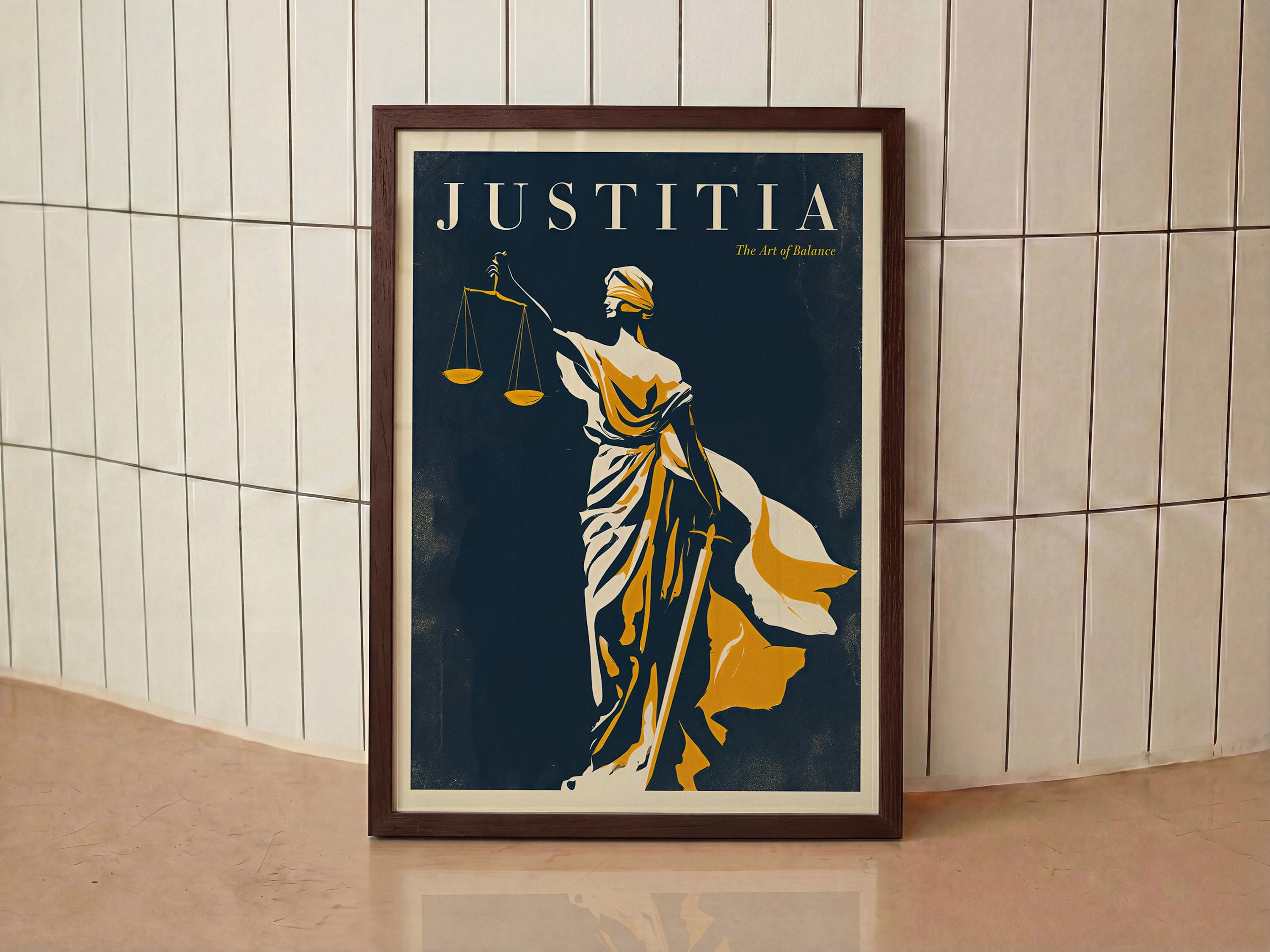 Retro Justice Lady Justice Vintage Poster: Justitia Scales of Justice Law Office Wall ...