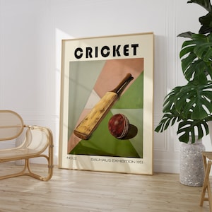 Vintage Cricket Print Mid Century Sport Wall Art Bauhaus Poster  PRINTED on Luxury Paper