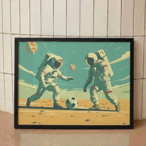 Astronaut Soccer Print: Mid-Century Modern Space Art immagine 12