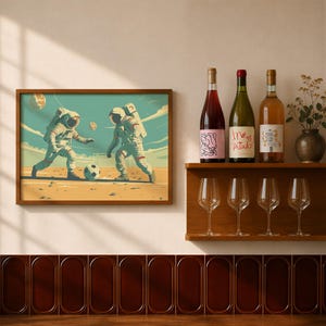 Astronaut Soccer Print: Mid-Century Modern Space Art immagine 5