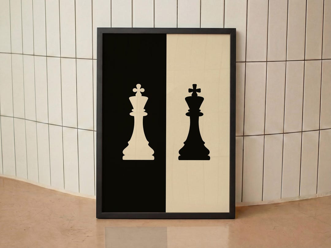 Minimalist Chess Kings Poster | Black & White Modern Game Art ...