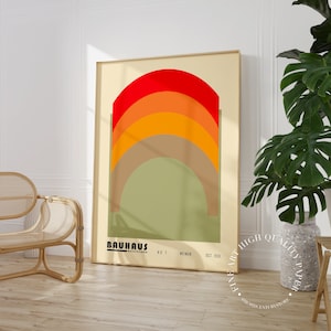 Bauhaus Print Rainbow Abstract Midcentury Modern Poster Geometric Wall Art