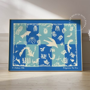 Blue Henri Matisse Print Abstract Coastal Wall Art Mid Century Modern Poster Polynesia The Sea 1946