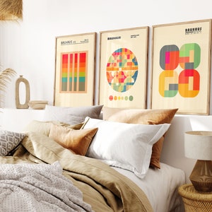 Set of 3 Bauhaus Geometric Art Prints