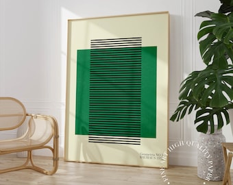 Bauhaus Green Geometric Print: Mid-Century Modern Wall Art