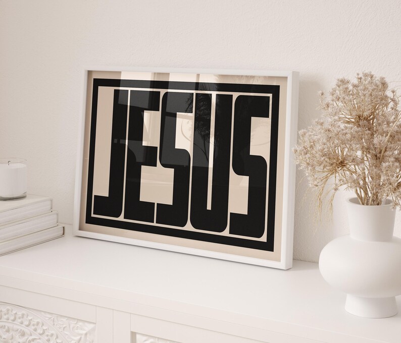 Jesus Christian Typography Art Print – Bold Minimalist Poster – Church ...