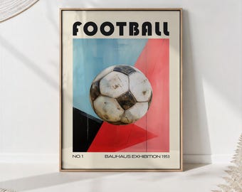 Bauhaus Football Exhibition Poster: Retro Soccer Art Print