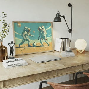 Astronaut Soccer Print: Mid-Century Modern Space Art immagine 4