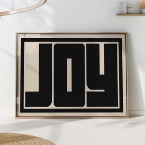 Joy Typography Art Print - Bold Minimalist Poster - Modern Wall Decor