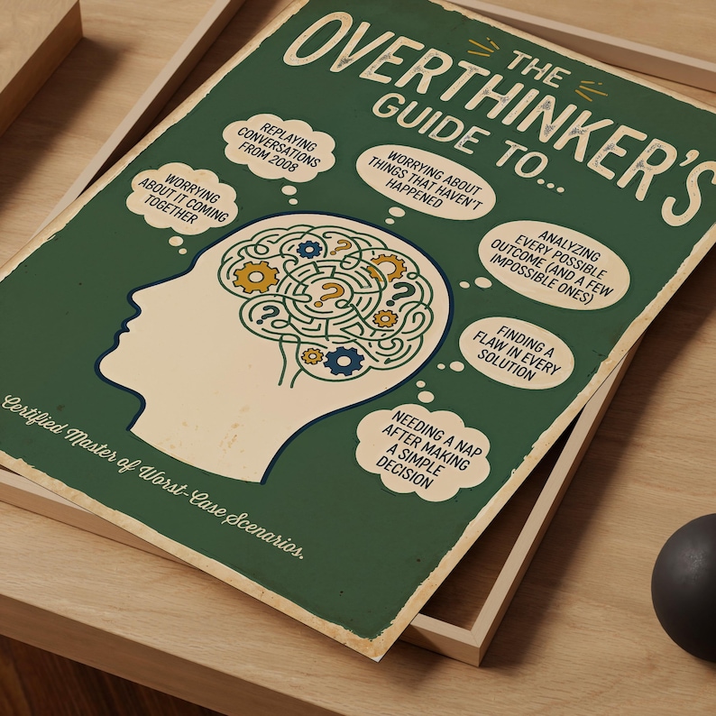 Overthinker Text The Overthinkers Guide Print Psychology Office Decor Funny Mental ...