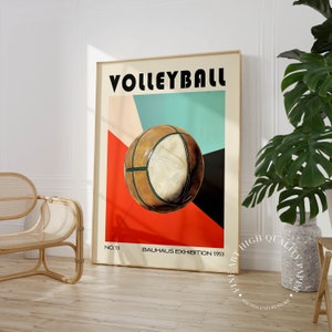 Volleyball Print  Bauhaus Exhibition Poster Mid Century Wall Art Sport Decor PRINTED on Fine Art Paper