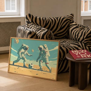 Astronaut Soccer Print: Mid-Century Modern Space Art immagine 2
