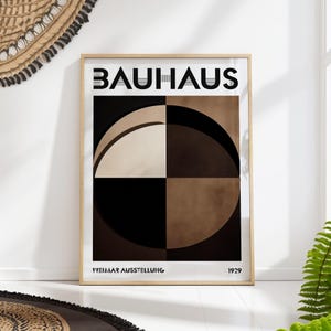 Bauhaus Earth Tone Art Print: Mid-Century Modern Geometric Poster